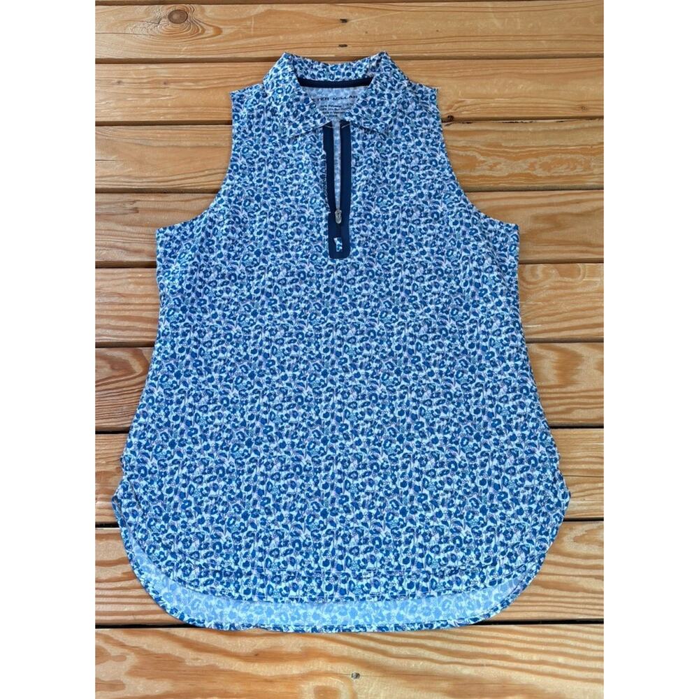 Peter Millar Women’s 1/4 Zip Sleeveless Polo Golf Top Size XS Blue P9